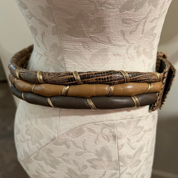 Vintage M Suzi Roher Beige and Tan Leather Belt main image 4